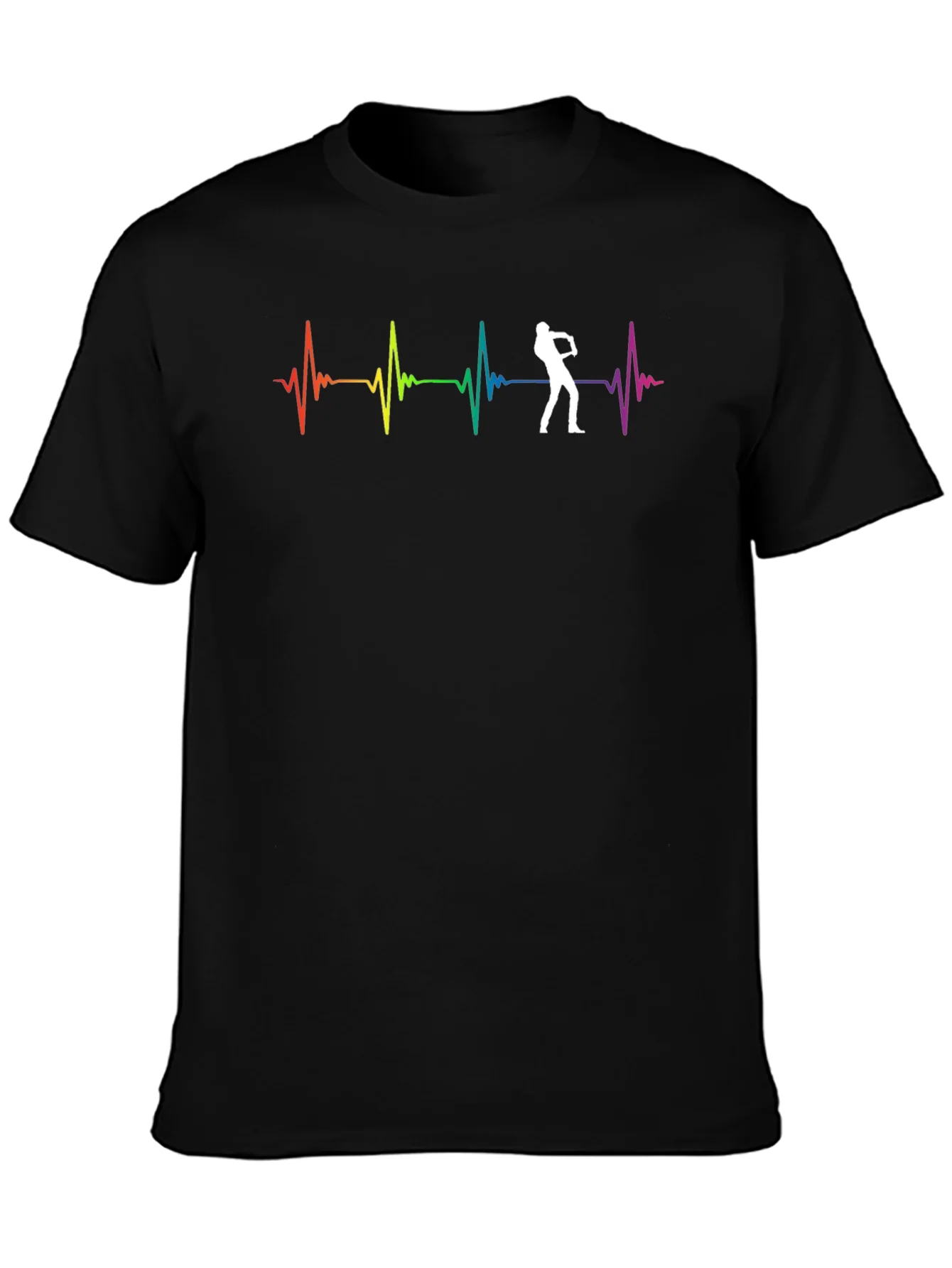 Rainbow Heartbeat Saxophone Player Graphic Tee