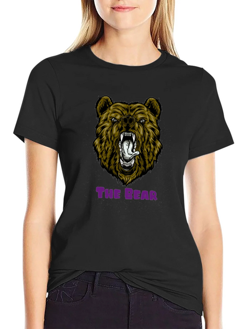 Bear Graphic Print T-Shirt - Mens Black Tee