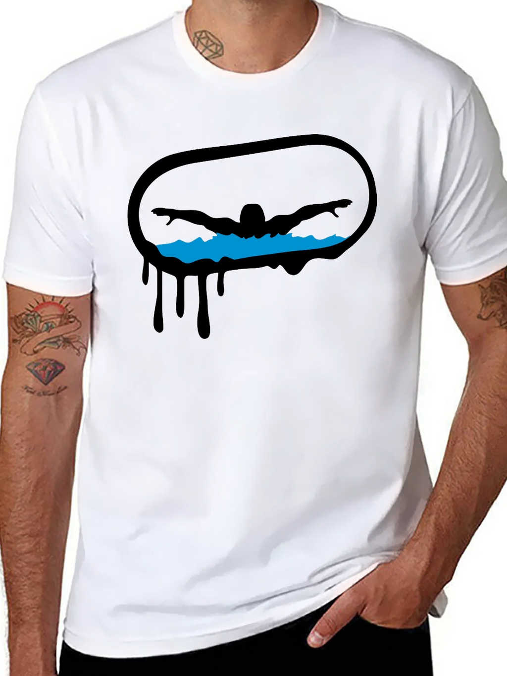 Swimmer Graphic Black T-Shirt
