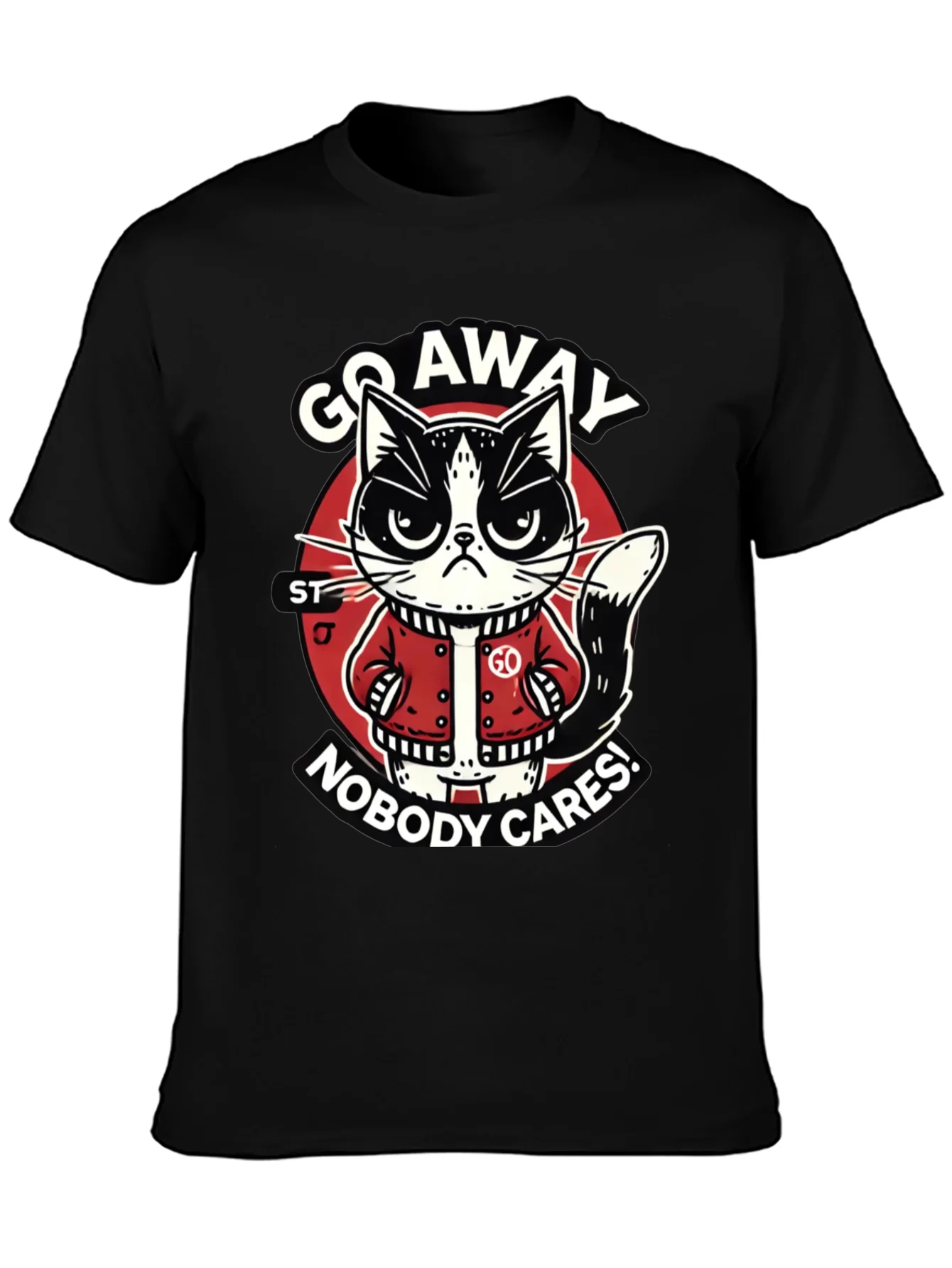 Go Away Cat T-Shirt Funny Graphic Tee