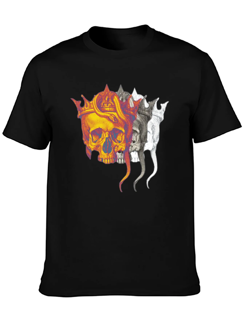 Skull Crown Graphic Print Black T-Shirt