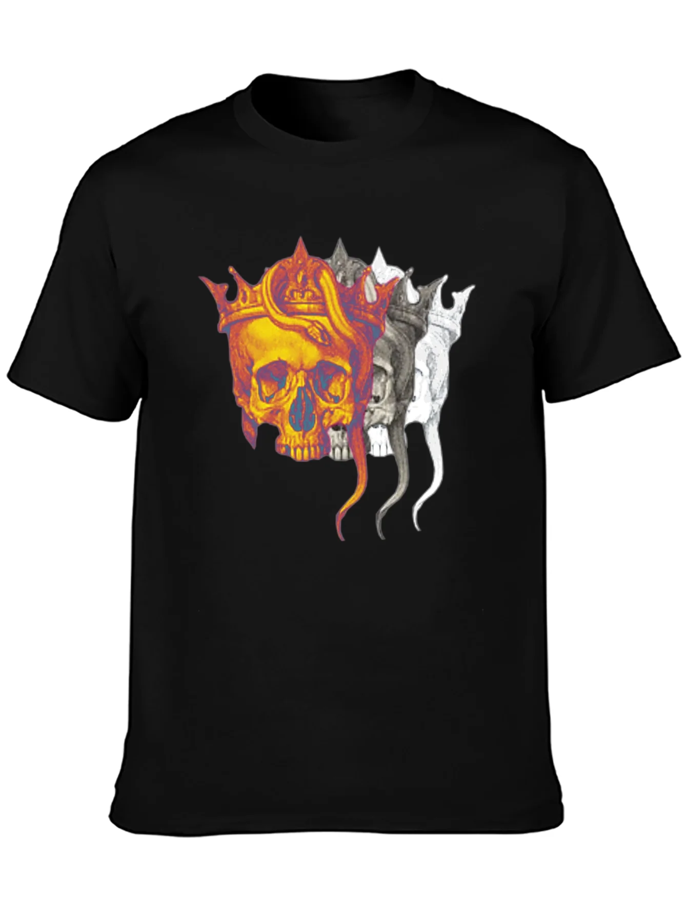 Skull Crown Graphic Print Black T-Shirt