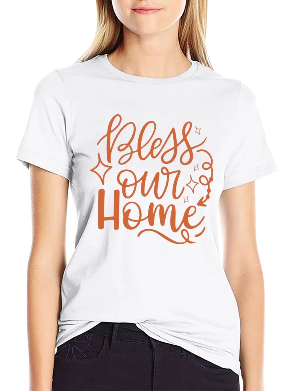 Bless Our Home Graphic Print Black T-Shirt