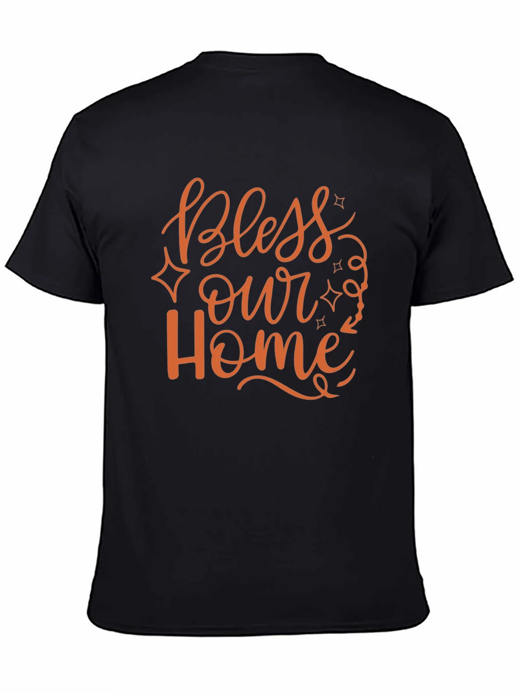 Bless Our Home Graphic Print Black T-Shirt