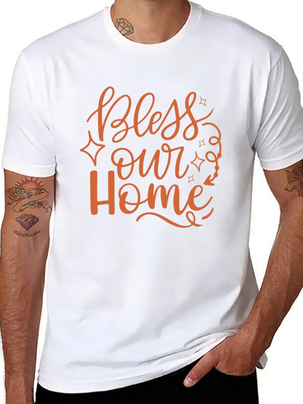 Bless Our Home Graphic Print Black T-Shirt