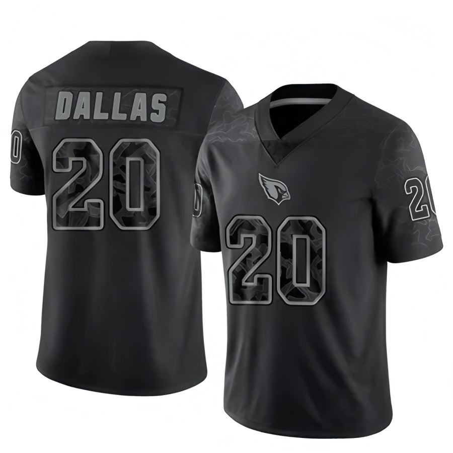A.Cardinals #20 DeeJay Dallas Player Black RFLCTV Limited Football Jerseys