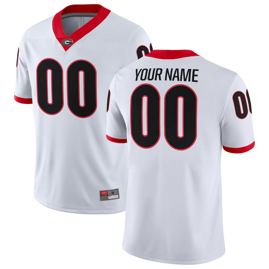 Custom Georgia Bulldogs Whtie Game Football Jerseys