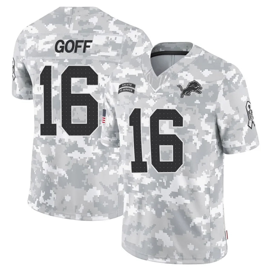 D.Lions #16 Jared Goff Player Arctic Camo Salute to Service Limited Football Jerseys