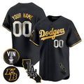 Custom LA.Dodgers Vin Patch & Kobe Bryant Gold Trim Vapor Premier Limited V2 Baseball Jerseys