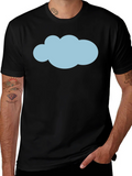 Mens Black T-Shirt with Blue Cloud Graphic