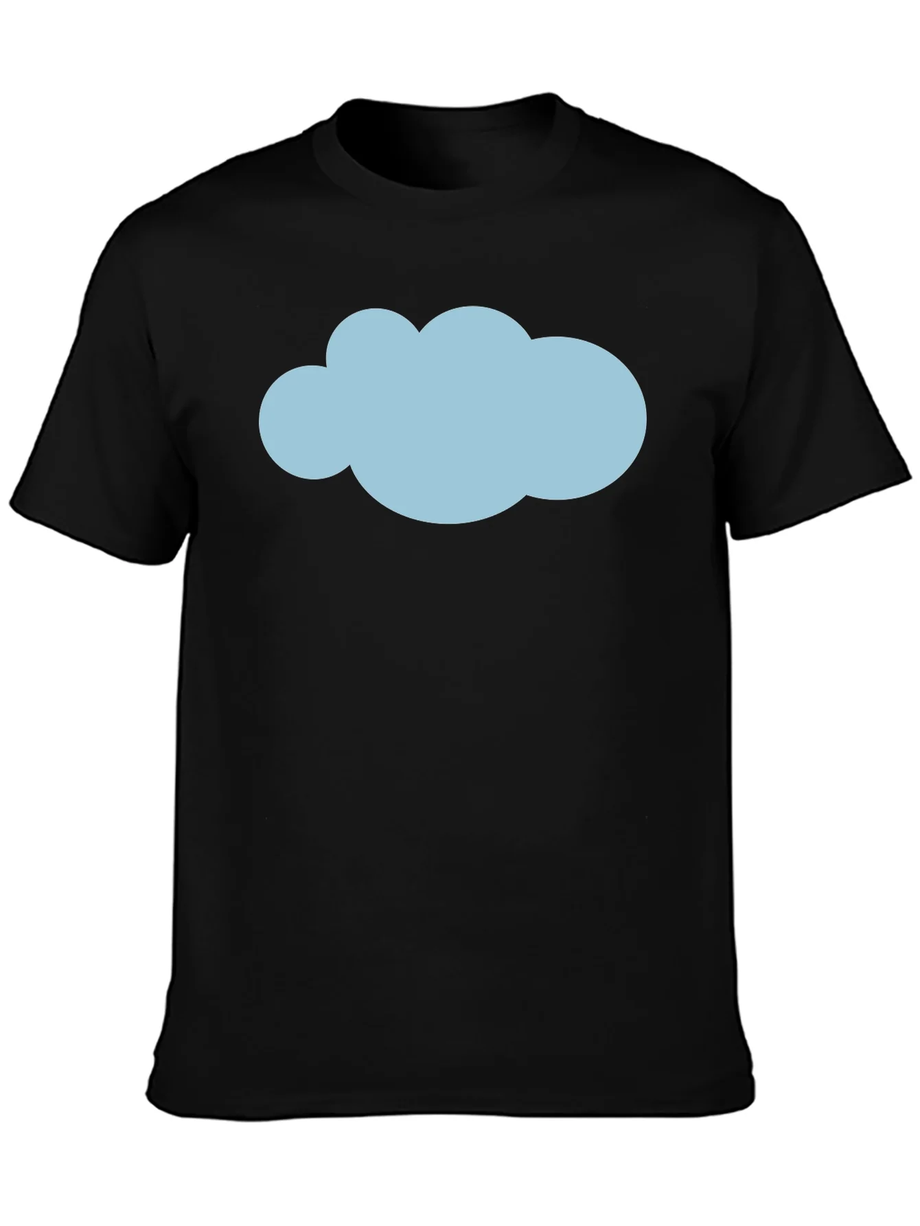 Mens Black T-Shirt with Blue Cloud Graphic