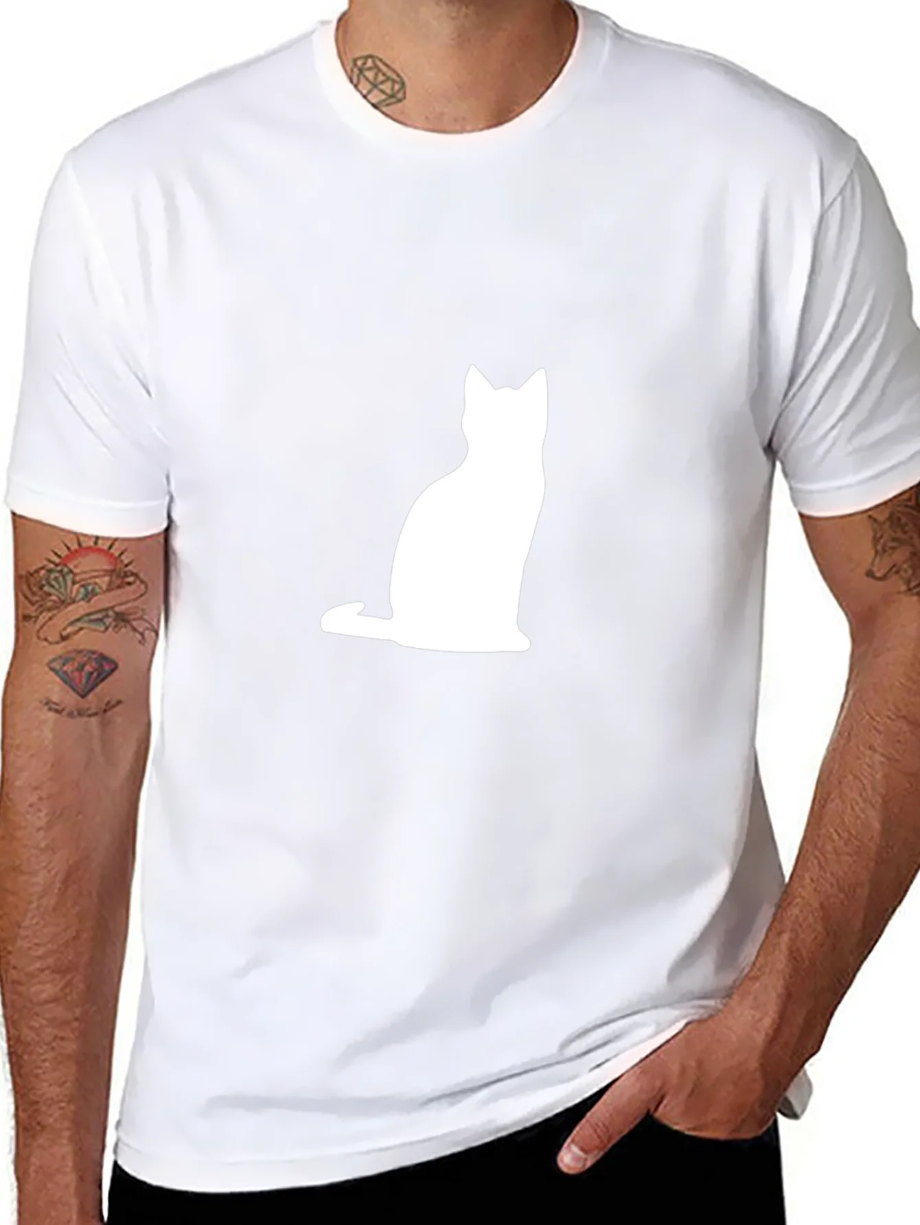 Cat Silhouette T-Shirt - Classic Black Tee