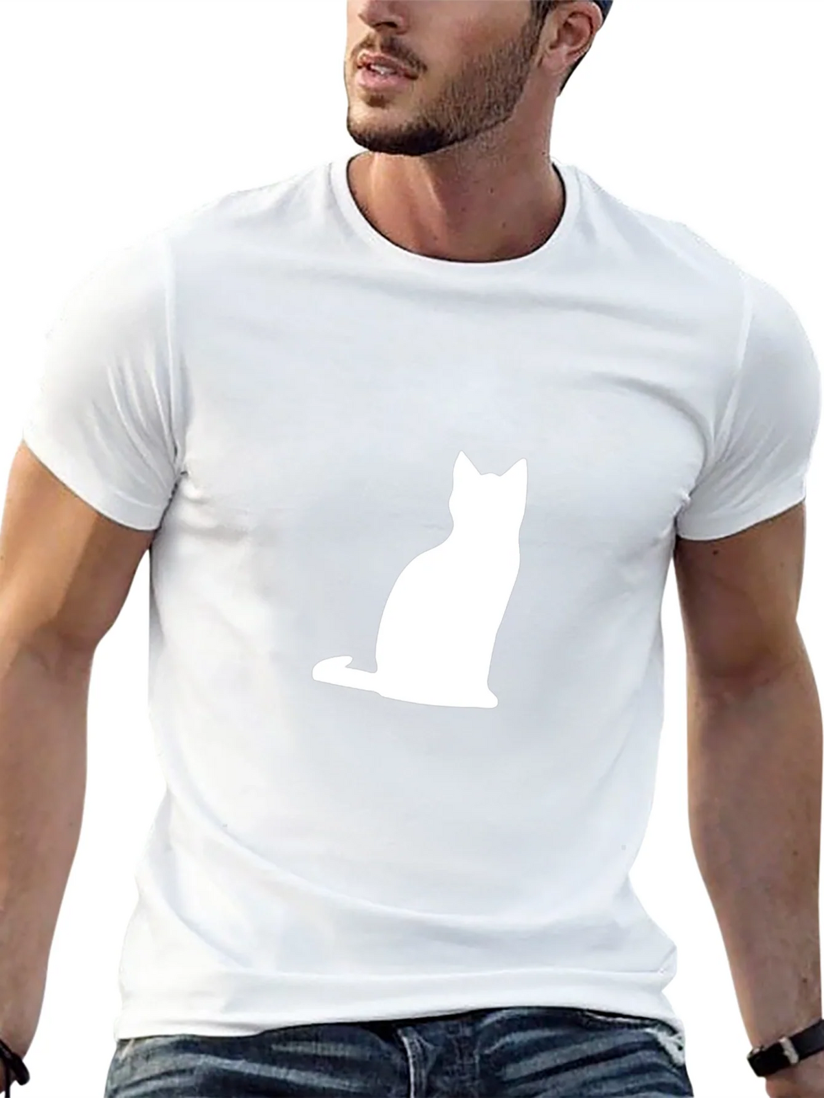 Cat Silhouette T-Shirt - Classic Black Tee