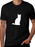 Cat Silhouette T-Shirt - Classic Black Tee