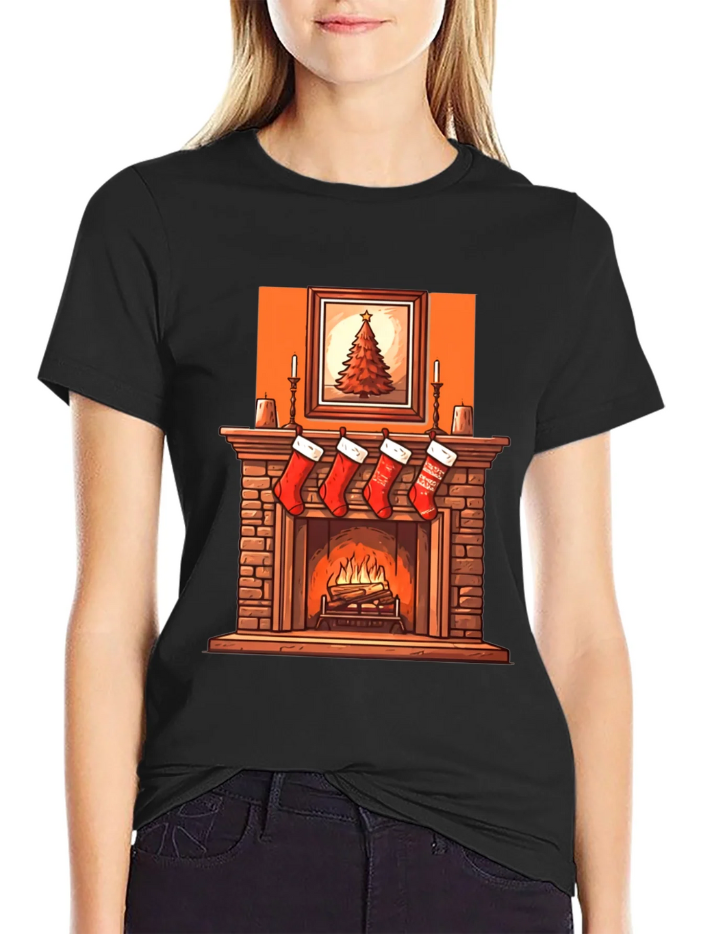 Christmas Fireplace Graphic Tee