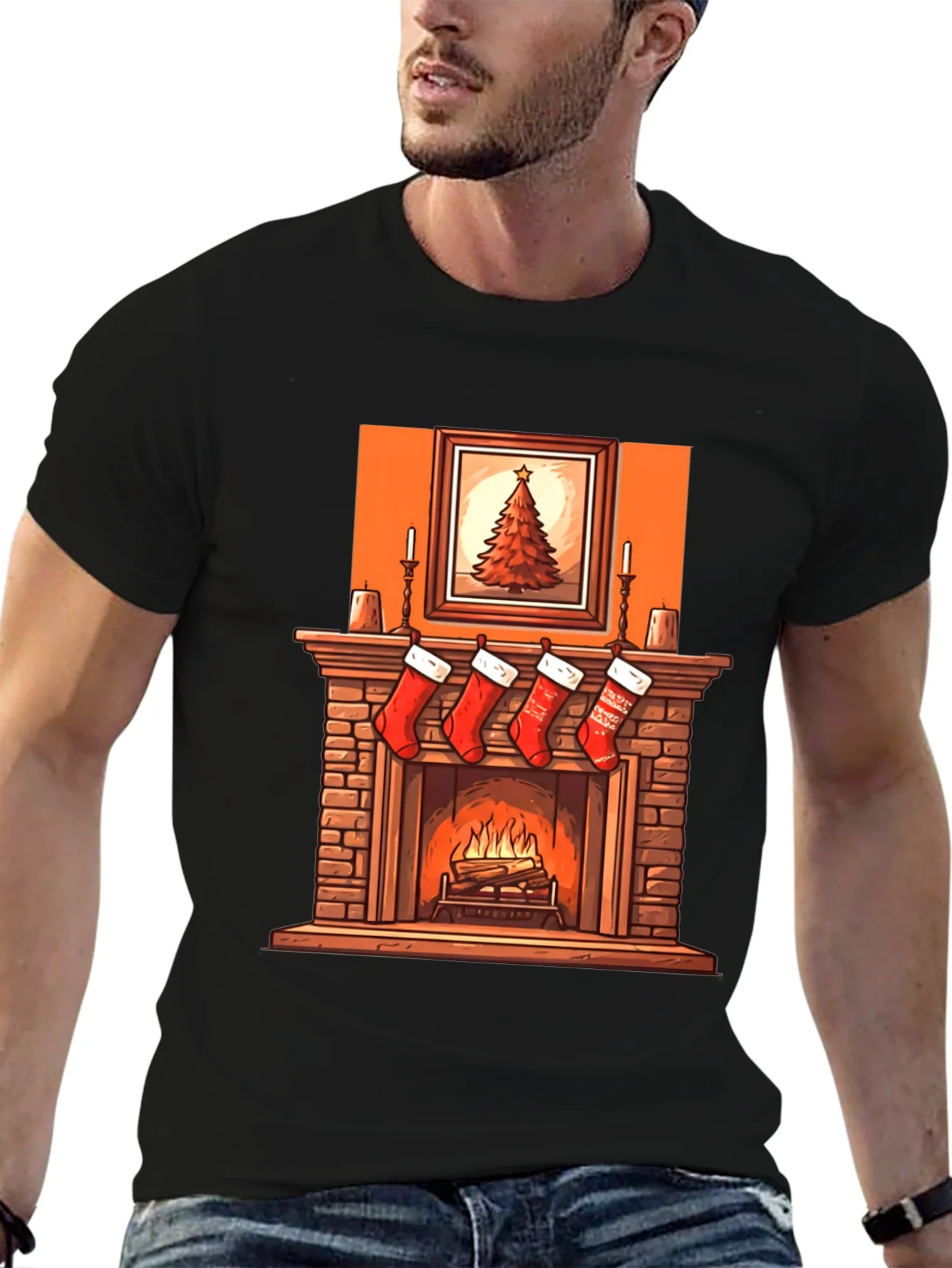 Christmas Fireplace Graphic Tee