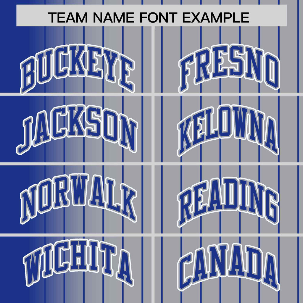 Custom Gray Royal Gradient Varsity Full-Snap Pinstripe Letterman Baseball Jacket