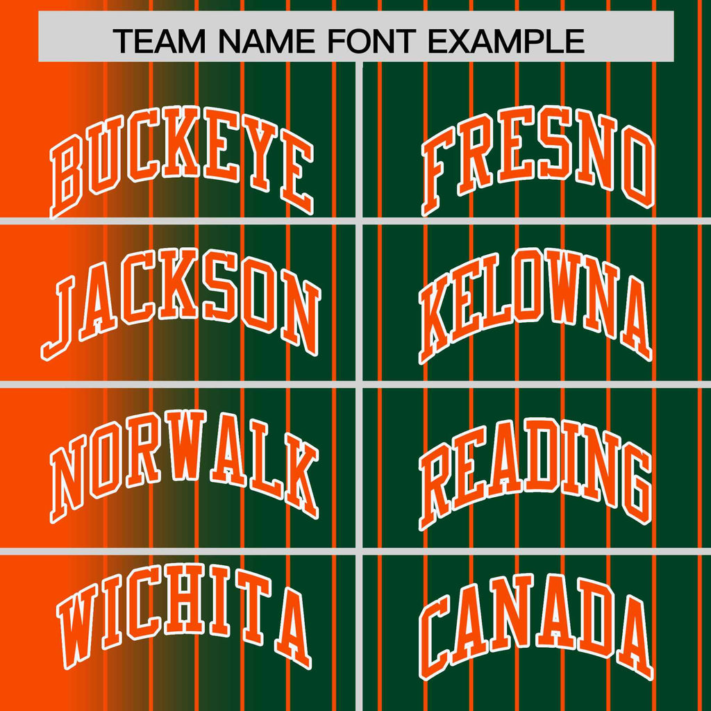 Custom Green Orange Gradient Varsity Full-Snap Pinstripe Letterman Baseball Jacket