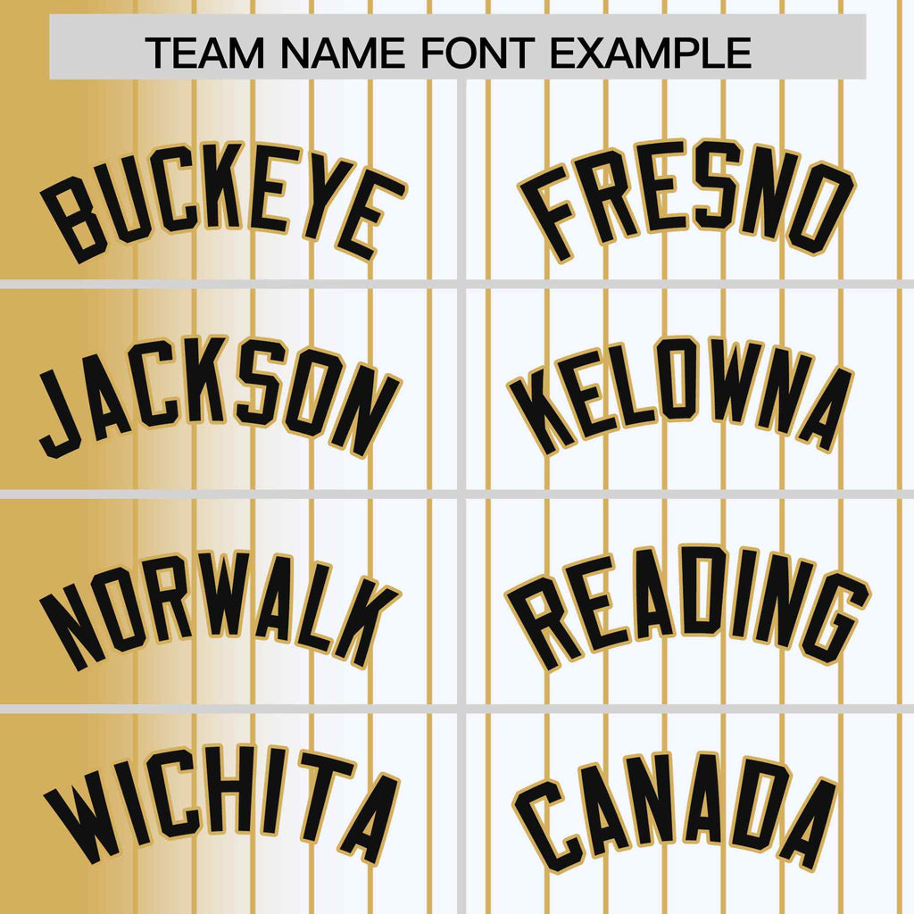 Custom White Old Gold Gradient Varsity Full-Snap Pinstripe Letterman Baseball Jacket