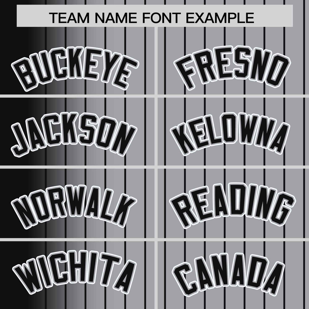 Custom Gray Black Gradient Varsity Full-Snap Pinstripe Letterman Baseball Jacket