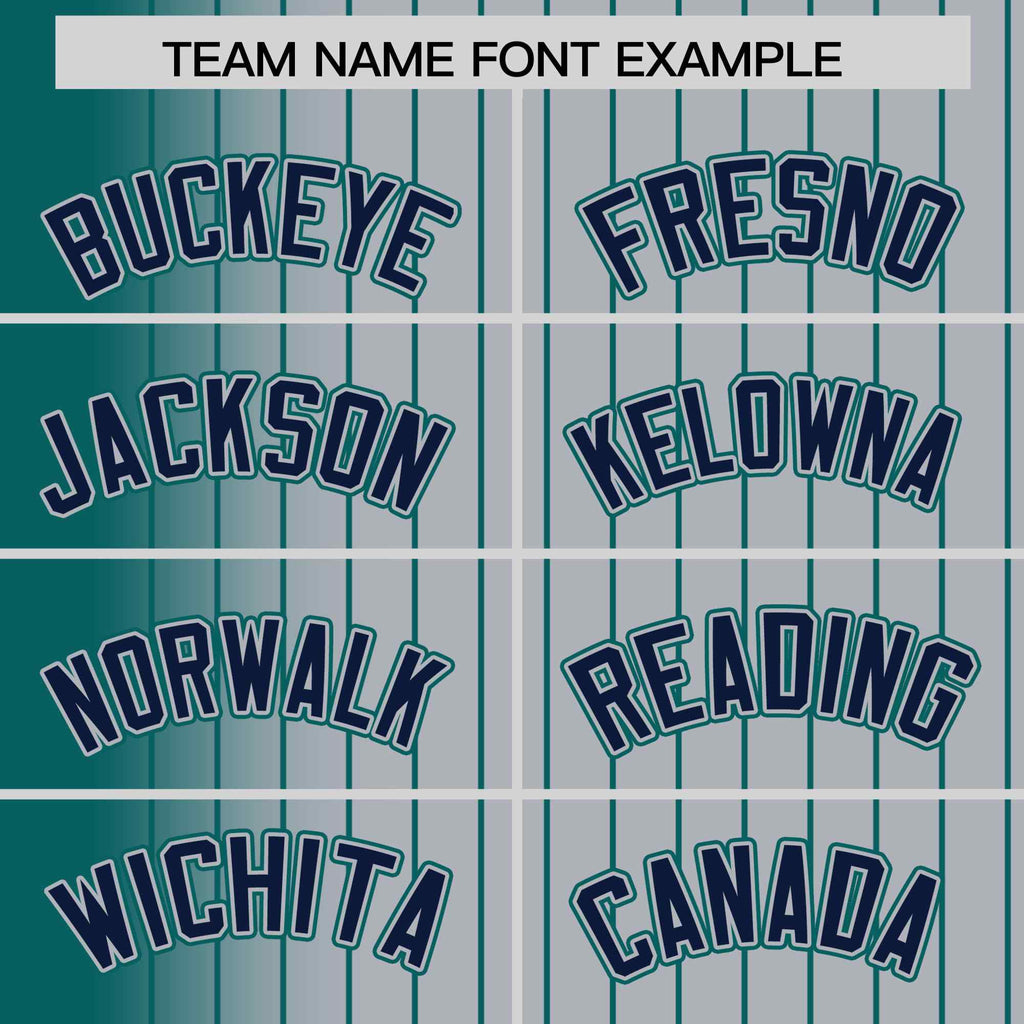 Custom Gray Aqua Gradient Varsity Full-Snap Pinstripe Letterman Baseball Jacket