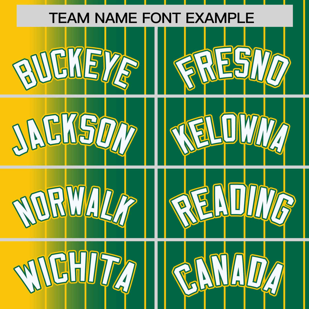 Custom Kelly Green Gold Gradient Varsity Full-Snap Pinstripe Letterman Baseball Jacket