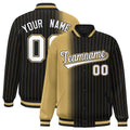 Custom Black Old Gold Gradient Varsity Full-Snap Pinstripe Letterman Baseball Jacket