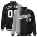 Custom Black Gray Gradient Varsity Full-Snap Pinstripe Letterman Baseball Jacket