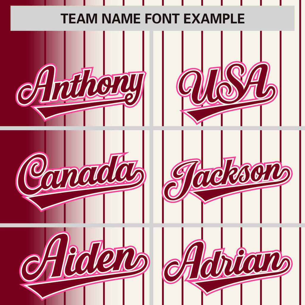 Custom Cream Crimson Gradient Varsity Full-Snap Pinstripe Letterman Baseball Jacket