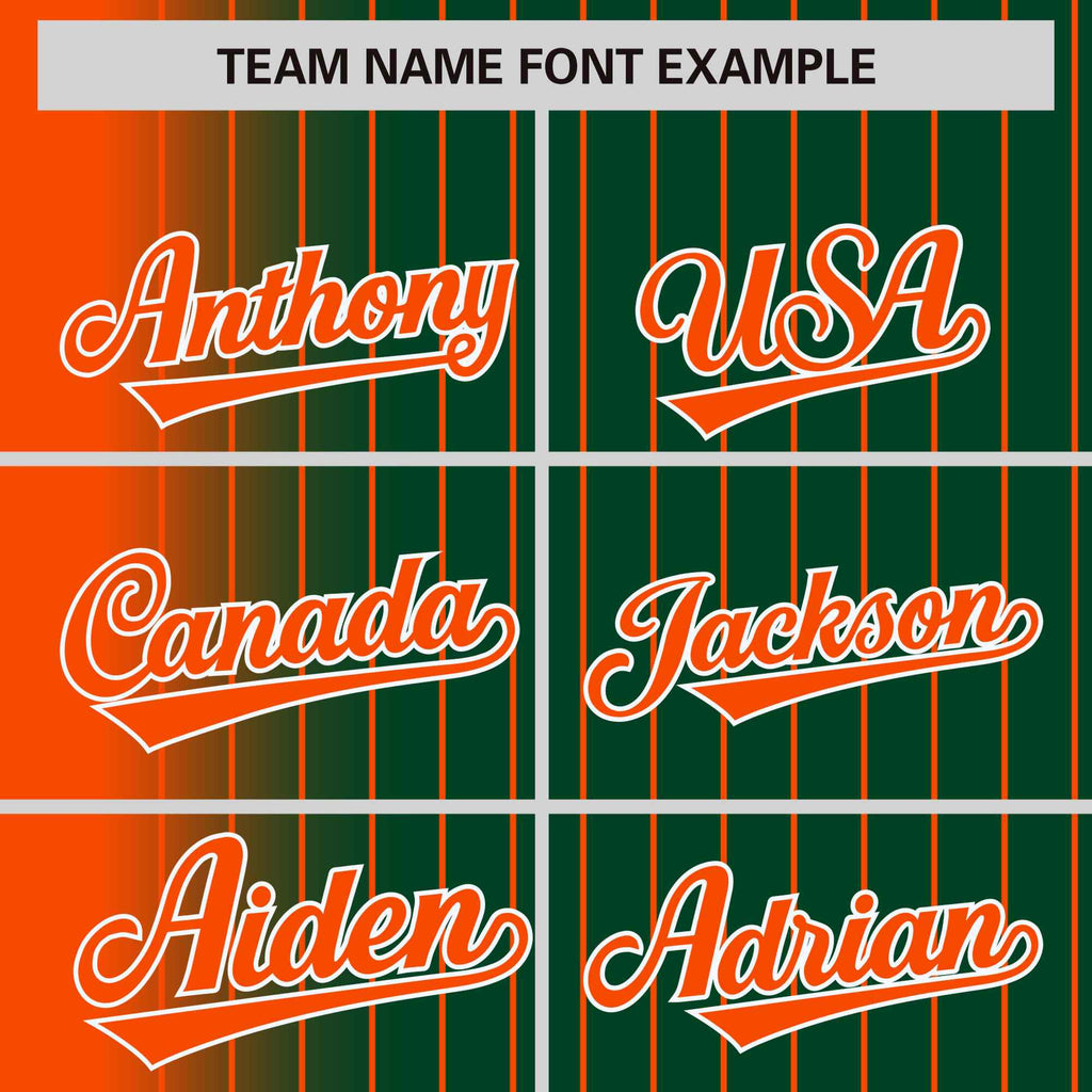 Custom Green Orange Gradient Varsity Full-Snap Pinstripe Letterman Baseball Jacket