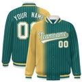 Custom AquaYellowGradient Varsity Full-Snap Pinstripe Letterman Baseball Jacket