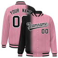 Custom Light Pink Black Gradient Varsity Full-Snap Pinstripe Letterman Baseball Jacket