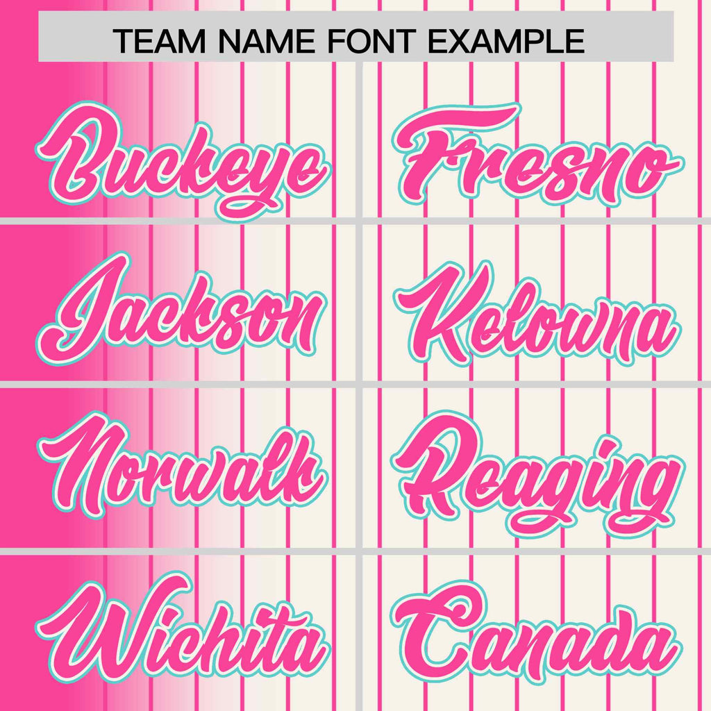 Custom Cream Pink Gradient Varsity Full-Snap Pinstripe Letterman Baseball Jacket