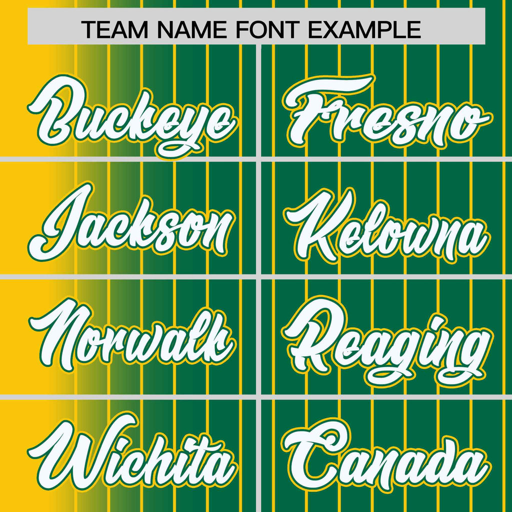 Custom Kelly Green Gold Gradient Varsity Full-Snap Pinstripe Letterman Baseball Jacket