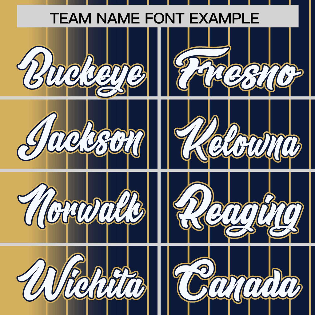 Custom Navy Old Gold Gradient Varsity Full-Snap Pinstripe Letterman Baseball Jacket