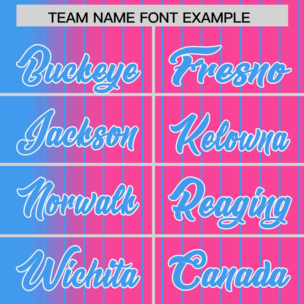 Custom Pink Powder Blue Gradient Varsity Full-Snap Pinstripe Letterman Baseball Jacket