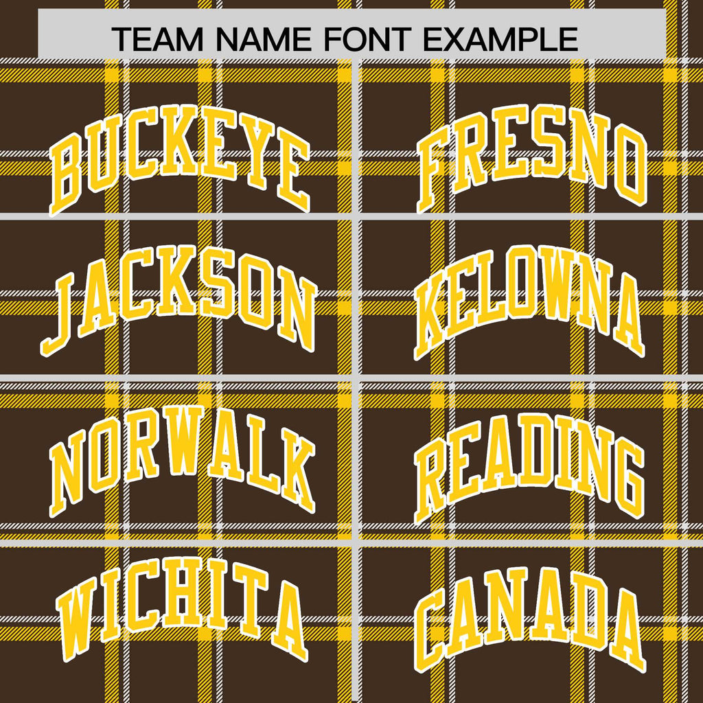 Custom Brown Varsity Full-Snap Plaid Pattern Letterman Baseball Jacket