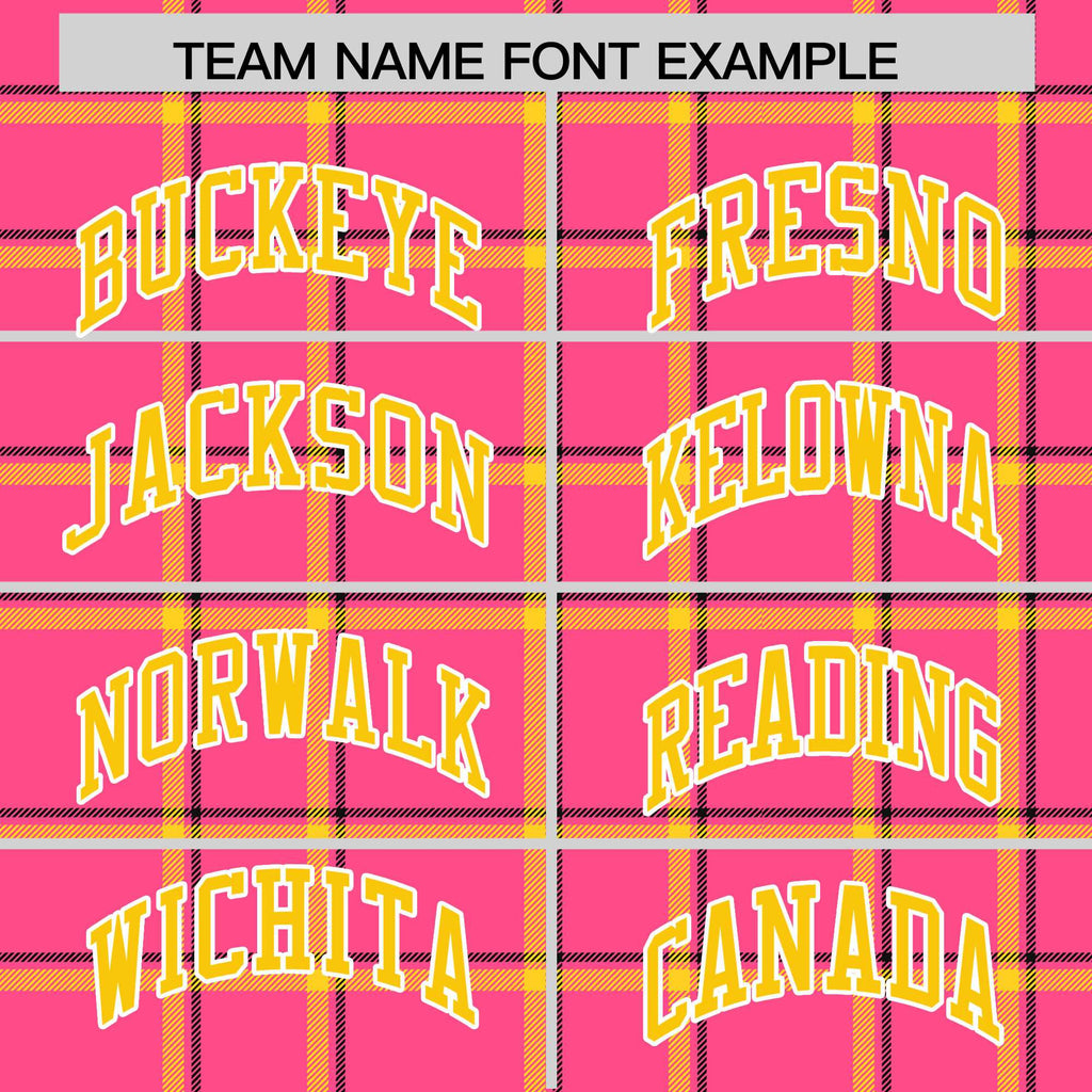 Custom Pink Varsity Full-Snap Plaid Pattern Letterman Baseball Jacket