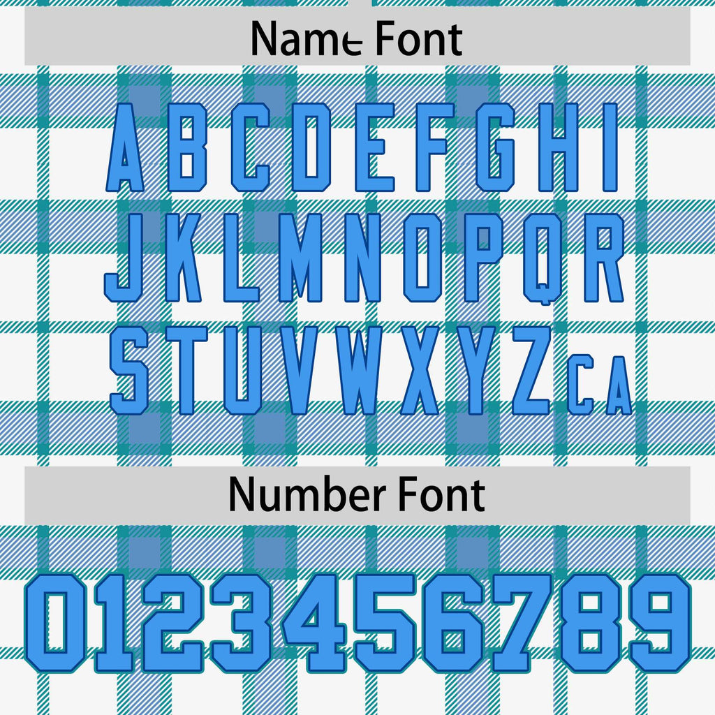Custom White Aqua Varsity Full-Snap Plaid Pattern Letterman Baseball Jacket