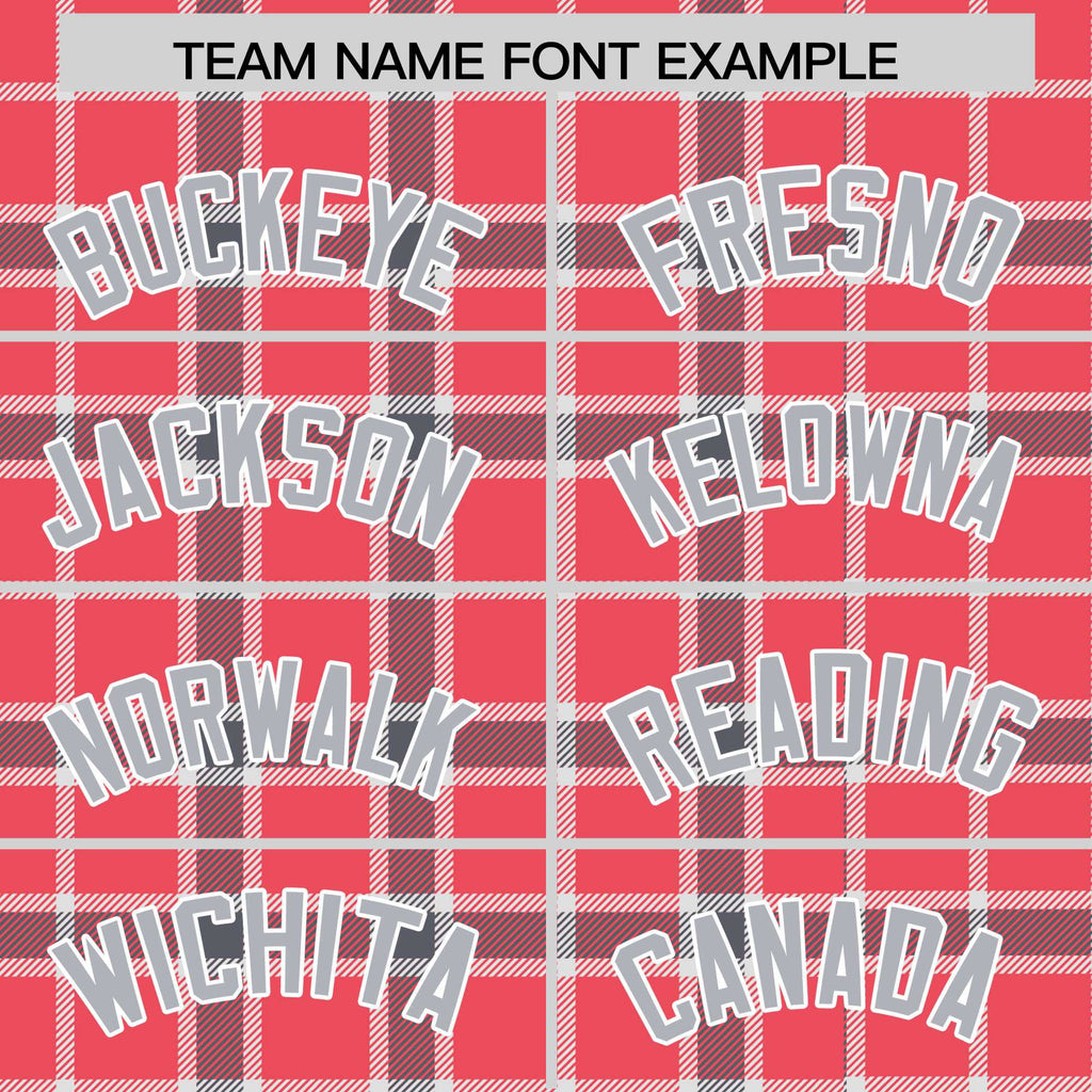 Custom Red Varsity Full-Snap Plaid Pattern Letterman Baseball Jacket