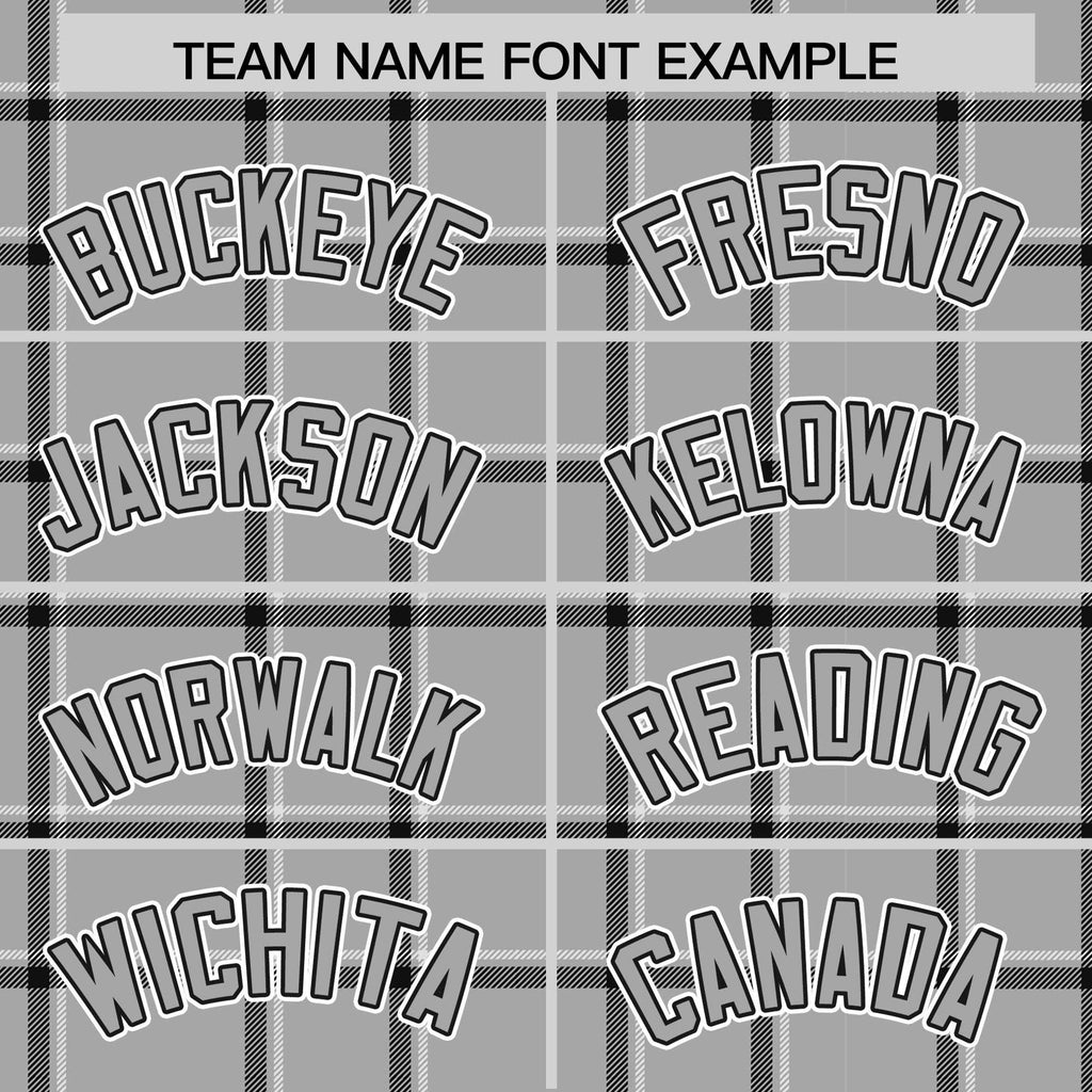 Custom Gray Black Varsity Full-Snap Plaid Pattern Letterman Baseball Jacket