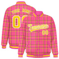 Custom Pink Varsity Full-Snap Plaid Pattern Letterman Baseball Jacket