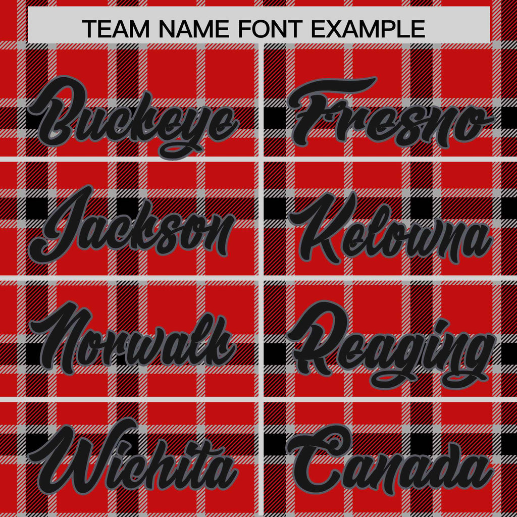 Custom Red Varsity Full-Snap Plaid Pattern Letterman Baseball Jacket