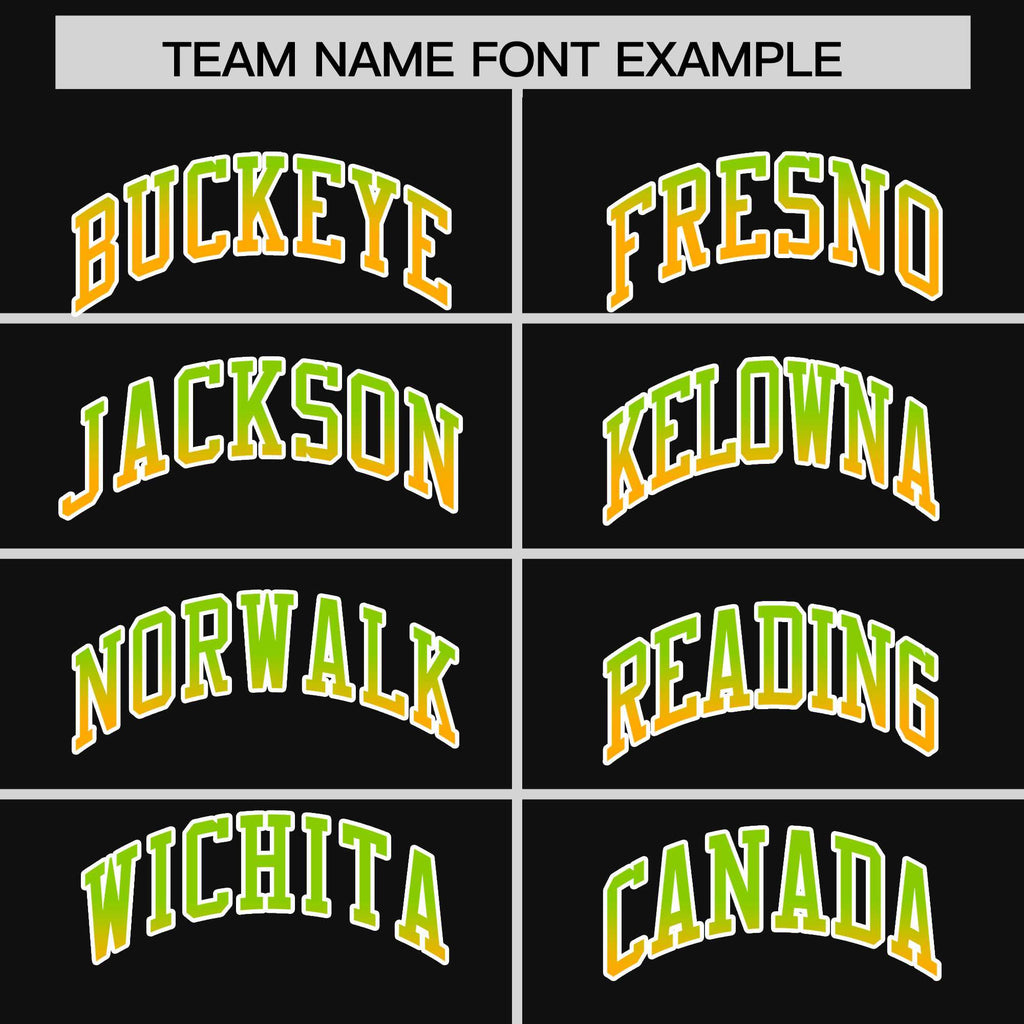 Custom Black Neon Green-Yellow Gradient Varsity Full-Snap Raglan Sleeves Baseball Jacket