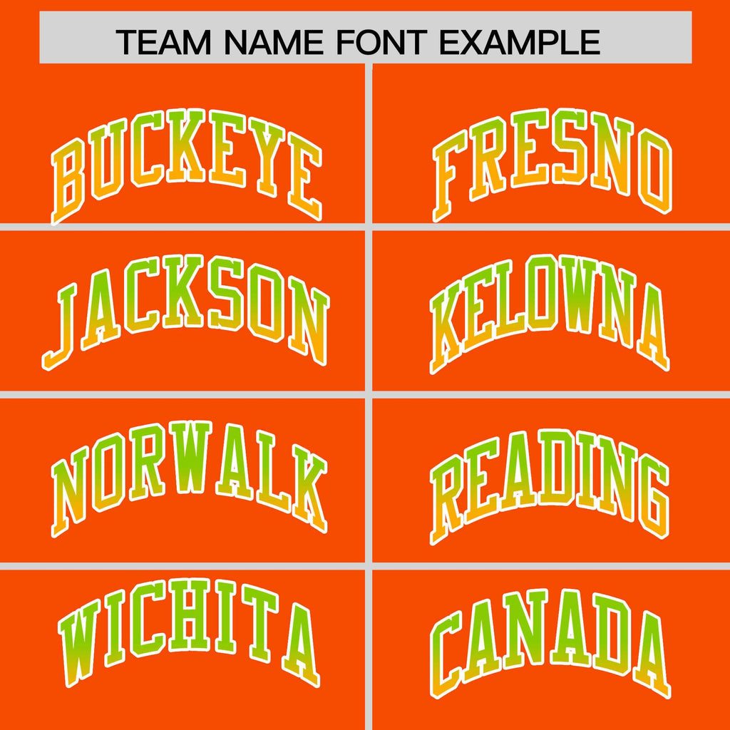 Custom Orange Neon Green-Yellow Gradient Varsity Full-Snap Raglan Sleeves Baseball Jacket
