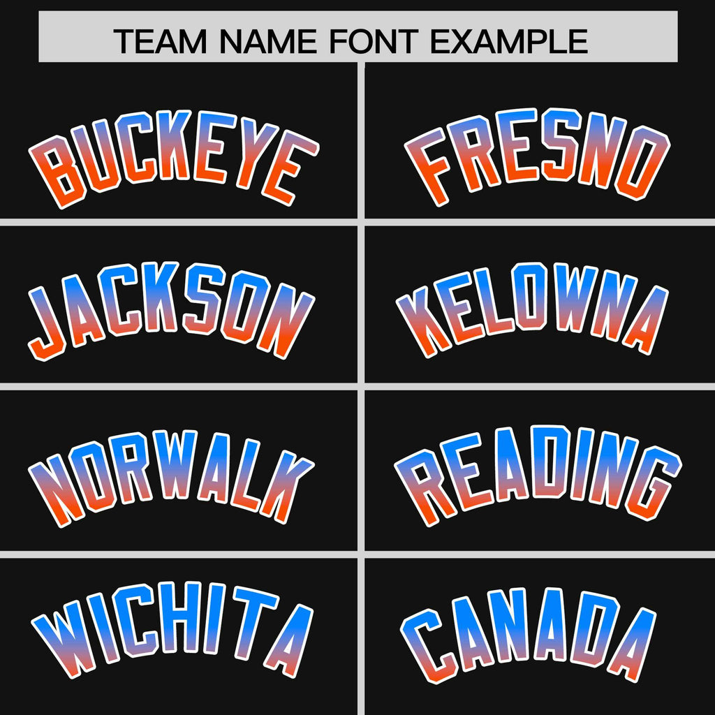 Black Powder Blue-Orange Gradient Varsity Full-Snap Raglan Sleeves Baseball Jacket