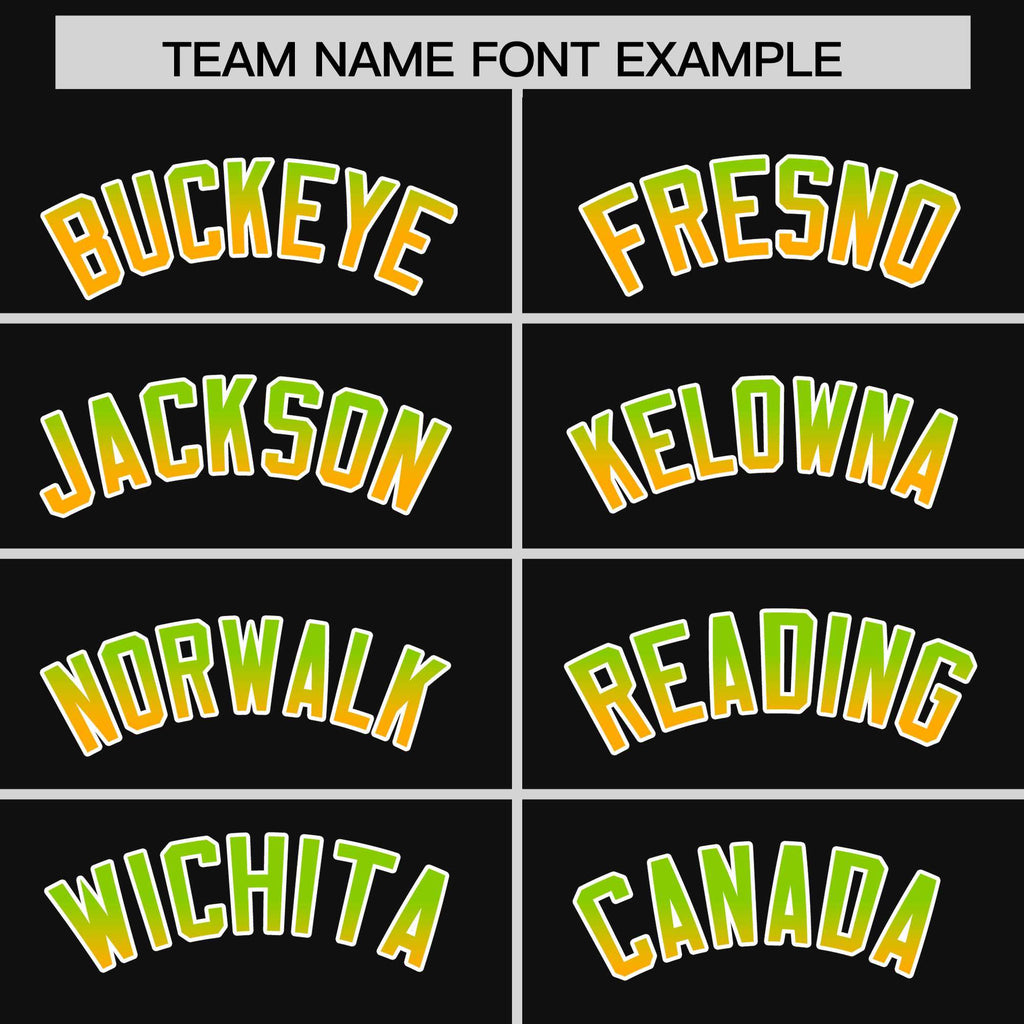 Custom Black Neon Green-Yellow Gradient Varsity Full-Snap Raglan Sleeves Baseball Jacket
