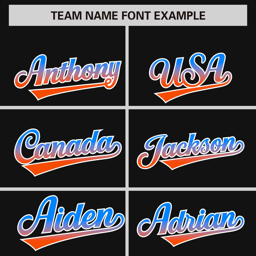 Black Powder Blue-Orange Gradient Varsity Full-Snap Raglan Sleeves Baseball Jacket
