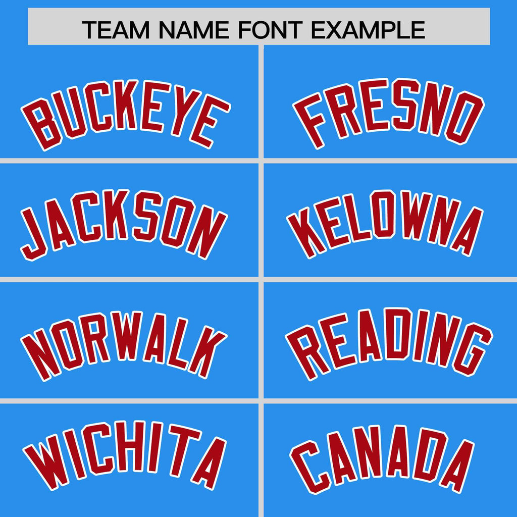 Custom Powder Blue Red-White Varsity Full-Snap Color Block Letterman Jacket