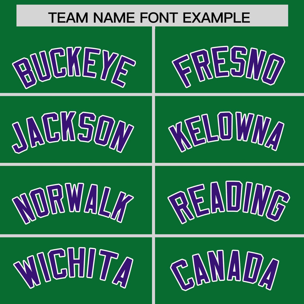 Custom Kelly Green Purple-White Varsity Full-Snap Color Block Letterman Jacket